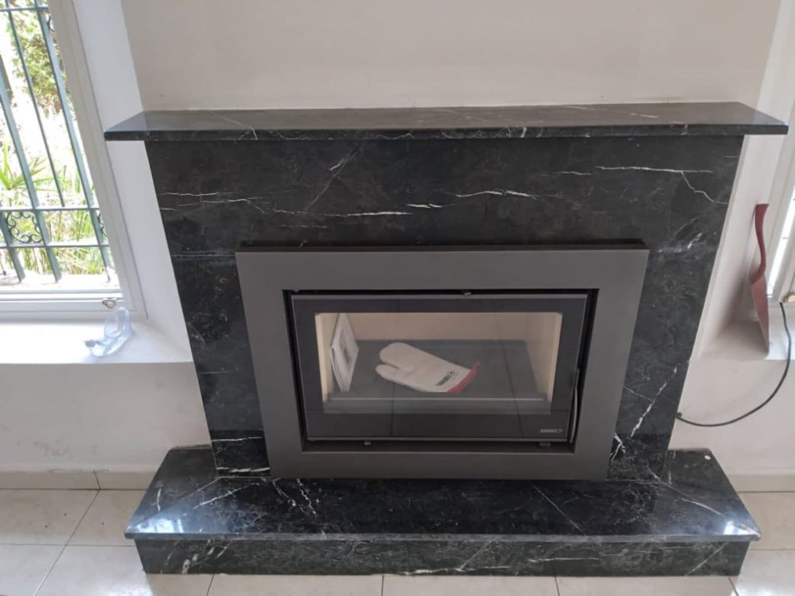 Habillage marbre gris veiné